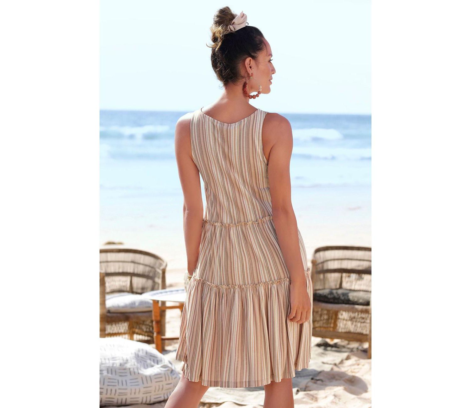 Women's Tiered Striped Sleeveless Dress