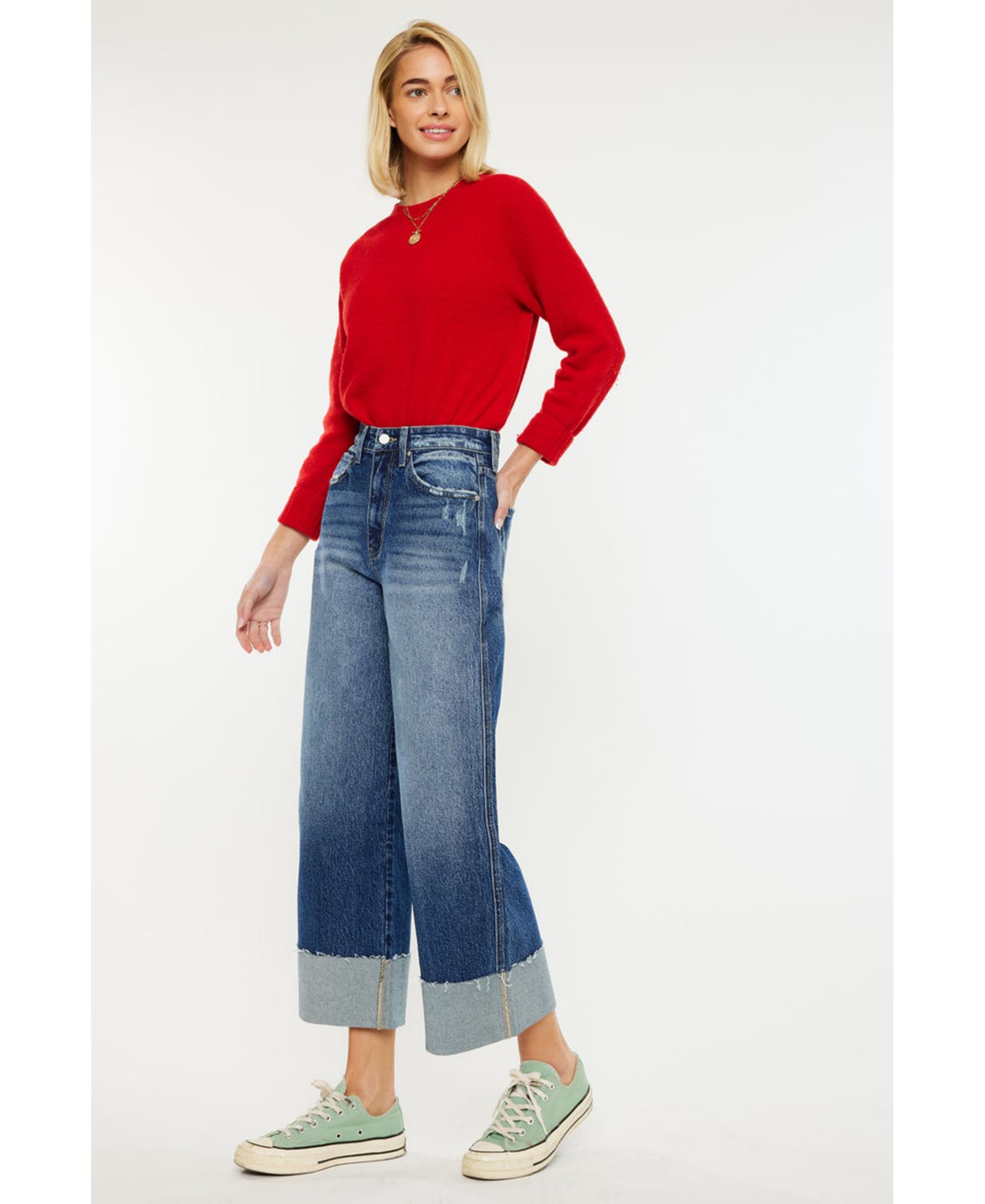 Women's Lynn High-Waisted Cropped Wide-Leg Jeans