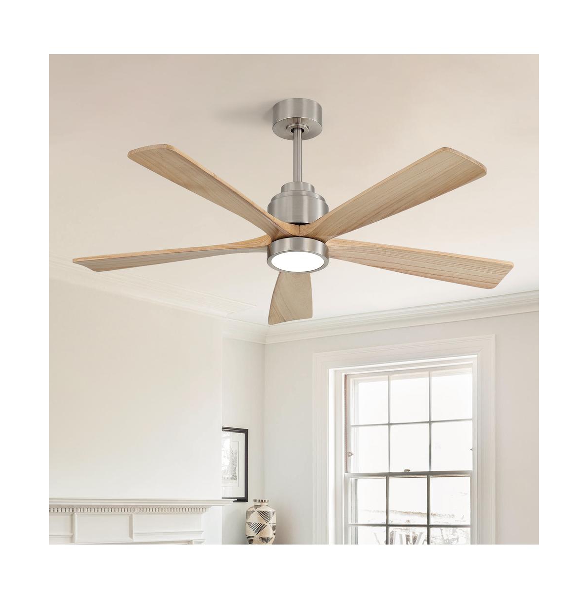 Sofucor 52-in Modern Sand Nickel Downrod 5-Blades Ceiling Fan with Lights and Remote Control