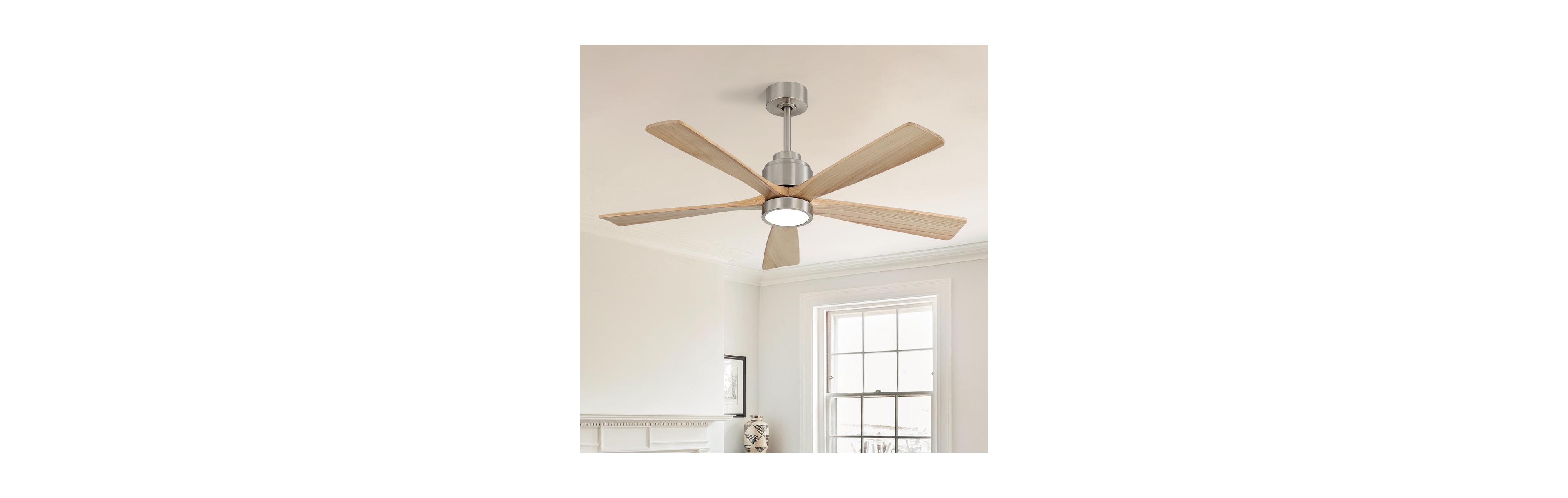 Sofucor 52-in Modern Sand Nickel Downrod 5-Blades Ceiling Fan with Lights and Remote Control