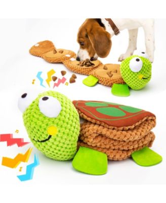 3 Layer Turtle Dog Puzzle Treat Dispensing Toy Squeaky Crinkle Plush