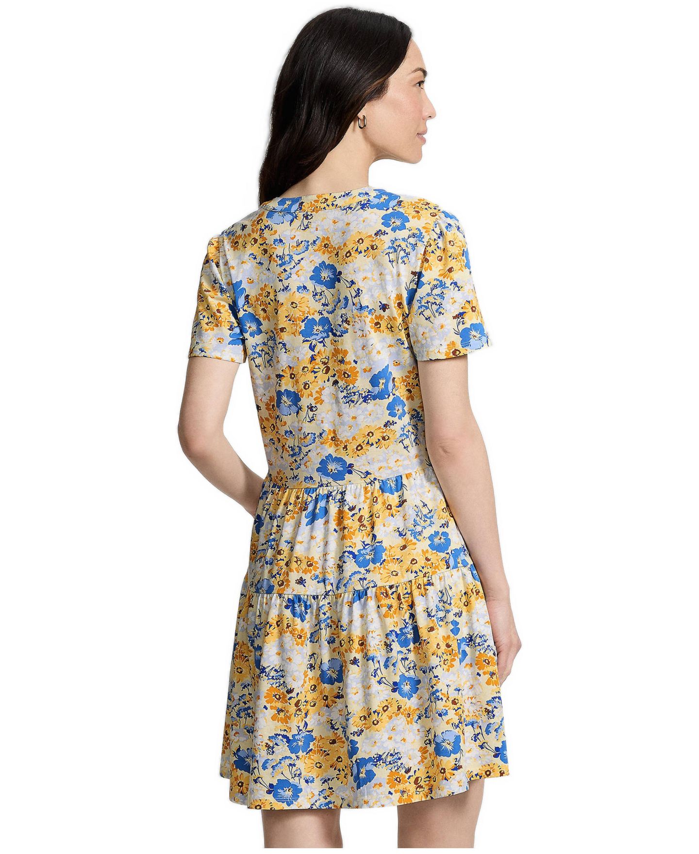 Женское платье Lands' End Cotton Jersey Tiered Mini, цвет: Синий — фото 3