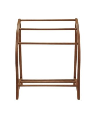 Solid Wood Blanket Rack Stand, Living Room Blanket Holder In Walnut Finish