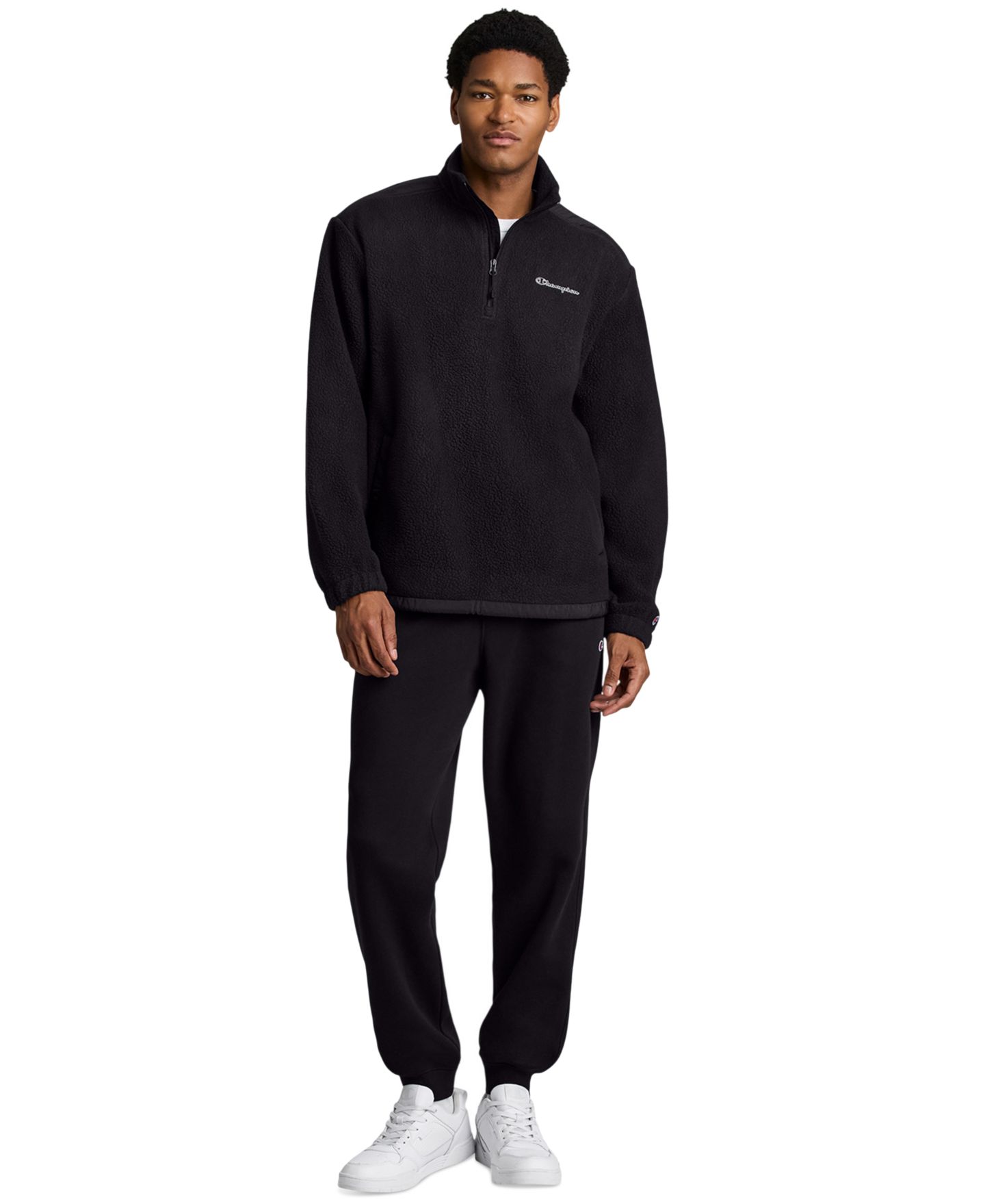 Мужской свитер Champion Polar Fleece Quarter-Zip Pullover, цвет: Чёрный — фото 2