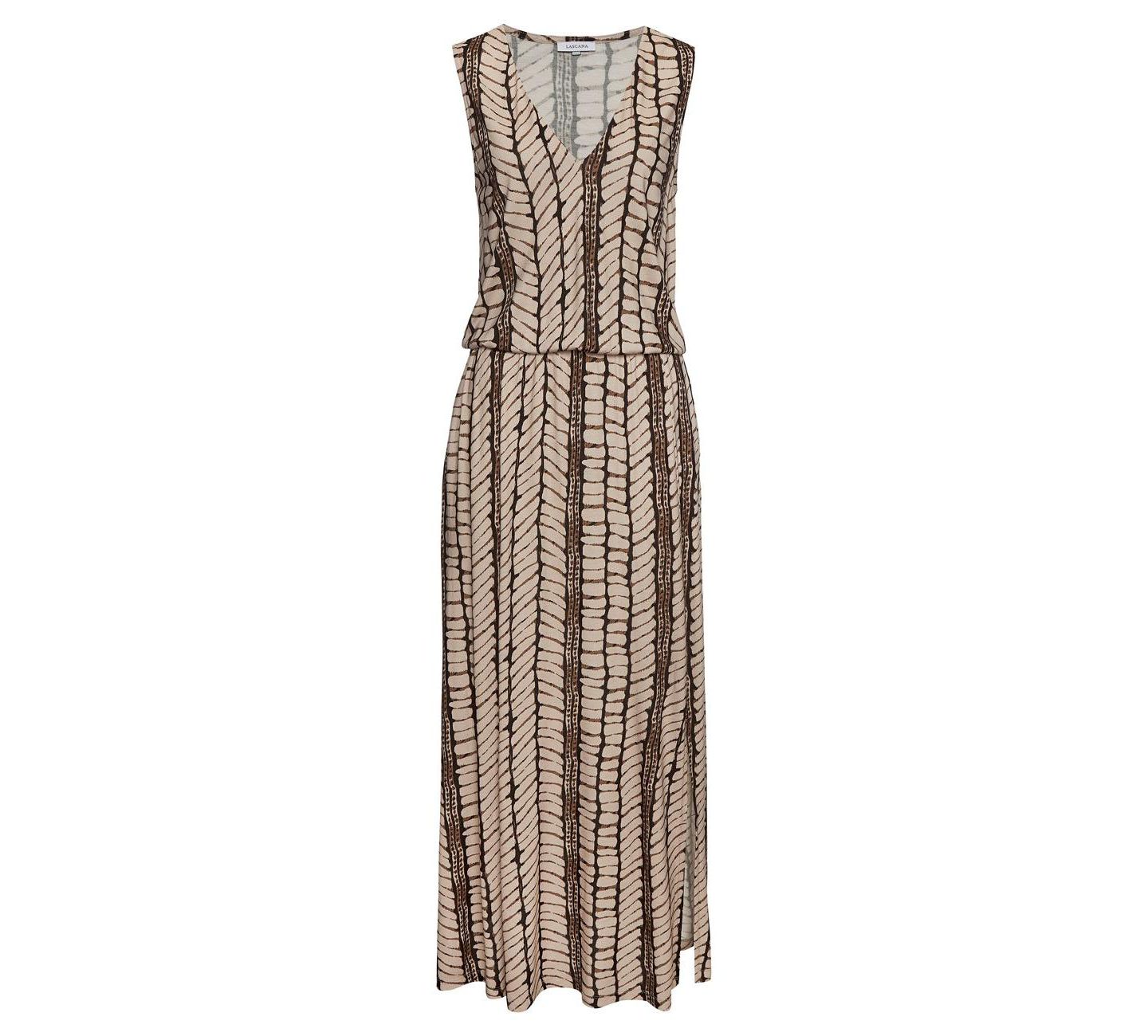 Женское платье Lascana V-Neck Sleeveless Maxi, цвет: Бежевый / Коричневый — фото 5