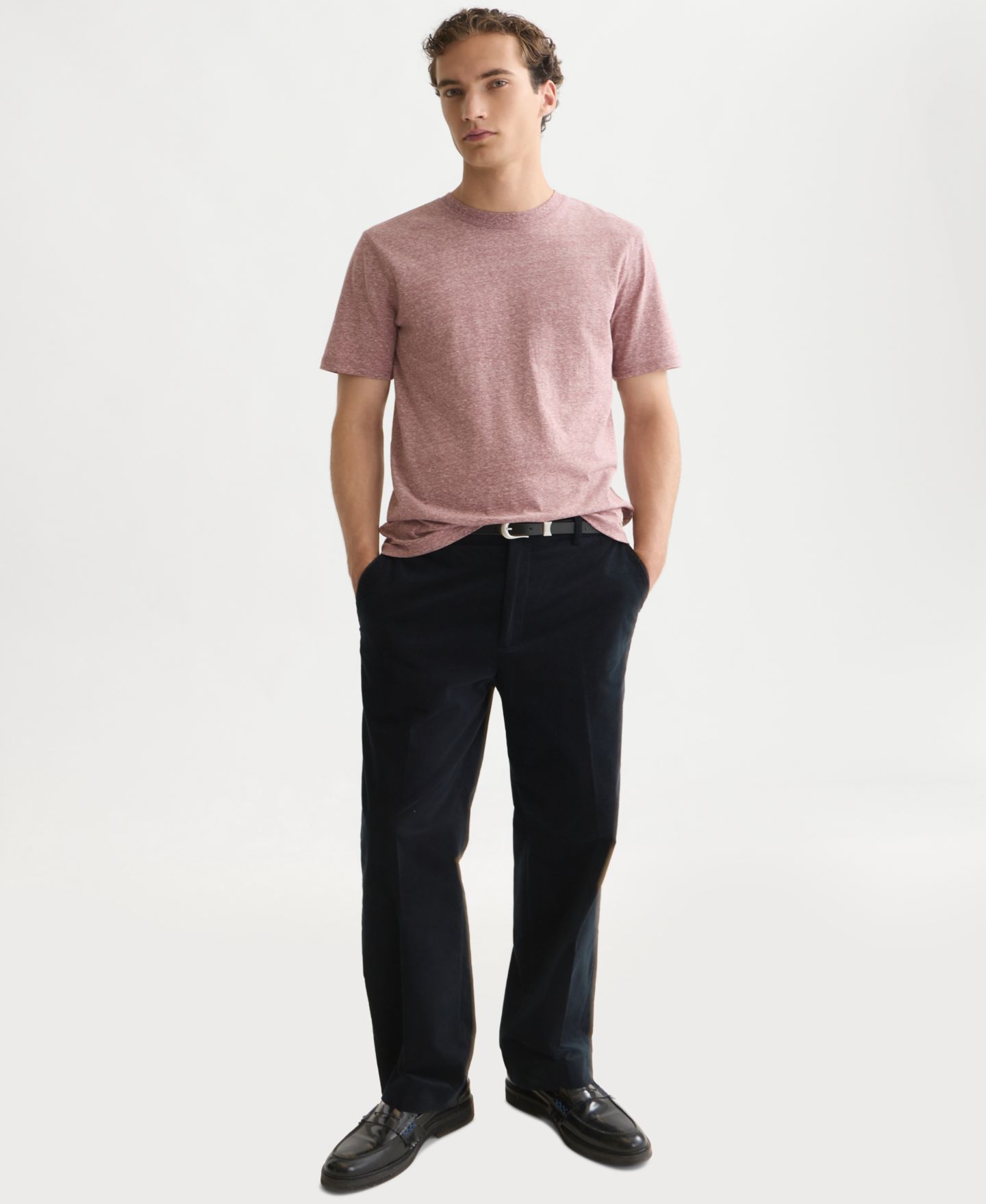 Мужская футболка SCOTCH & SODA Melange Regular-Fit Crewneck, цвет: Тёмно-бордовый меланжевый — фото 2