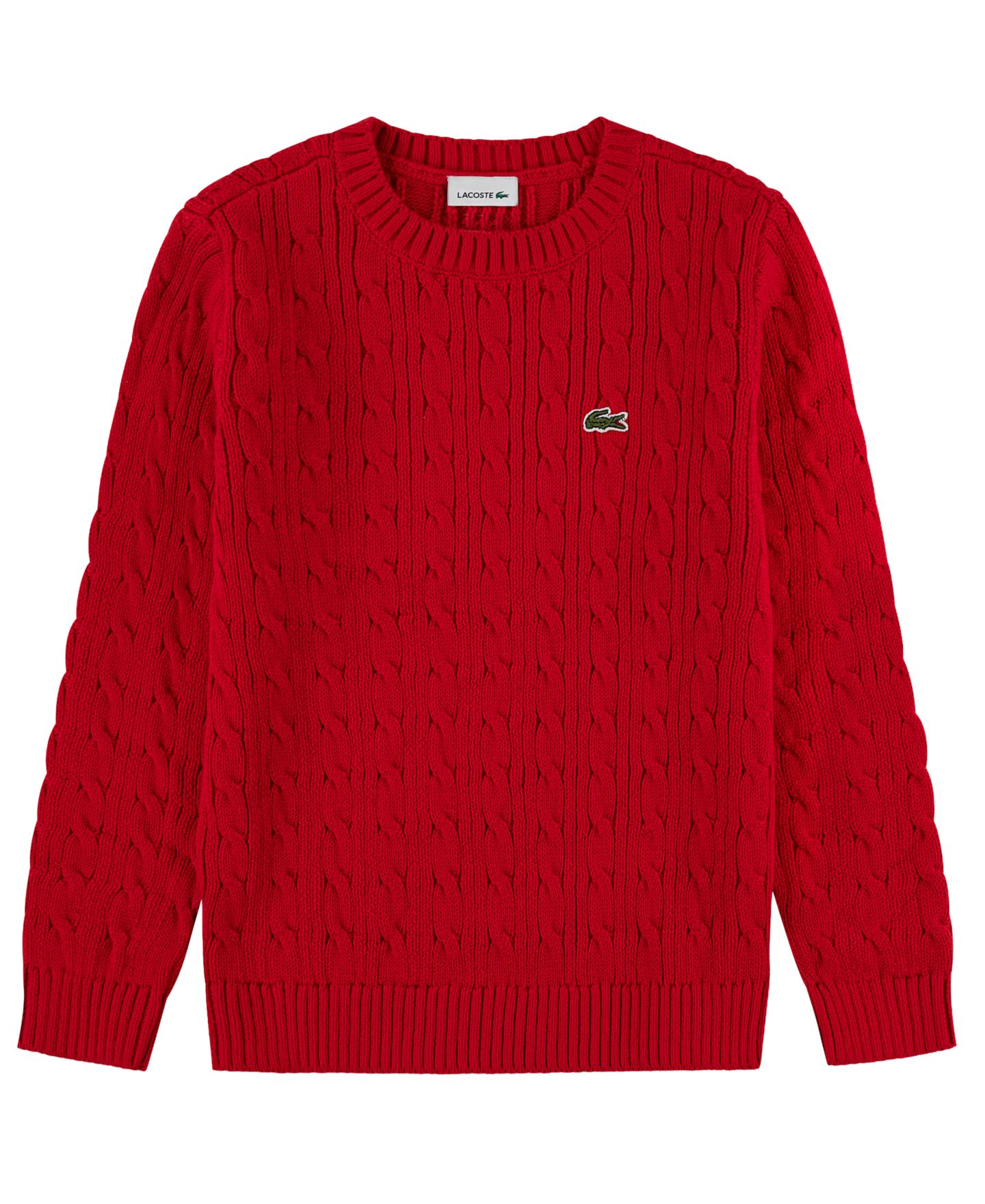 Свитер Lacoste Cable-Knit Crewneck для мальчиков, цвет: Lacoste Rouge — фото 1