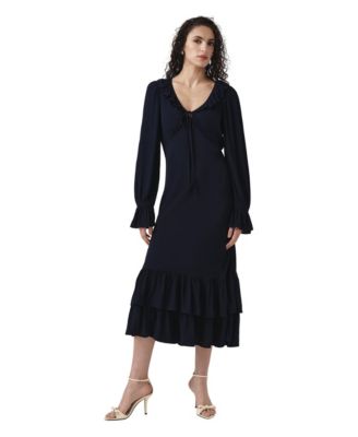 Women's Melina Long-Sleeve V-Neck Midi Dress