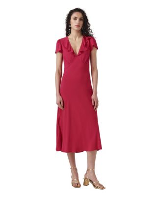 Women's Kimmy Frill Neck Crepe Midi Dress