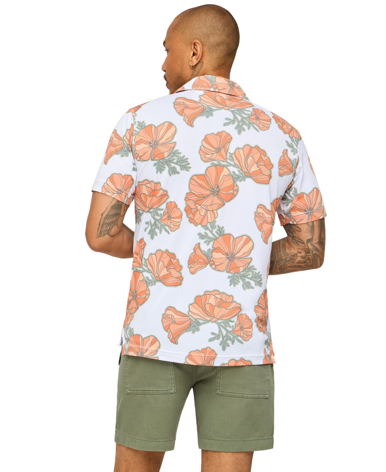 Men's The Great Grand Poppy Short-Sleeve Stretch Floral-Print Polo Shirt