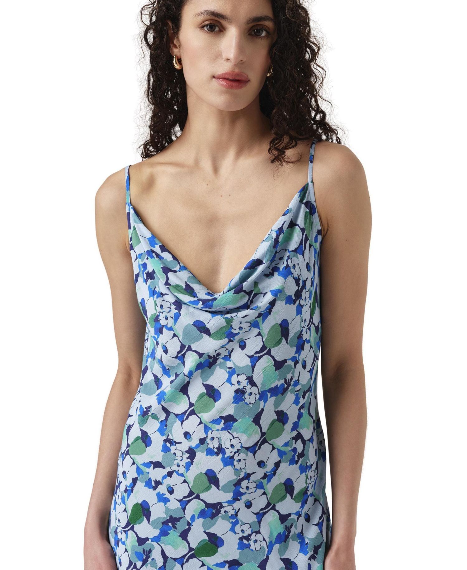 Women's Stacy Cowl Neck Crepe Bias-Cut Midi Dress