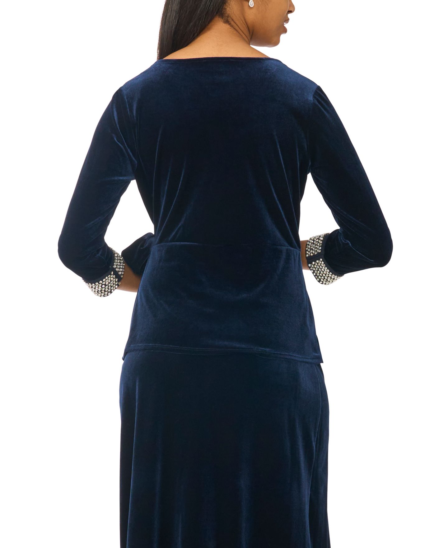 Женский топ MSK Petite V-Neck 3/4-Sleeve Faux-Wrap, цвет: Графитовый серый — фото 3
