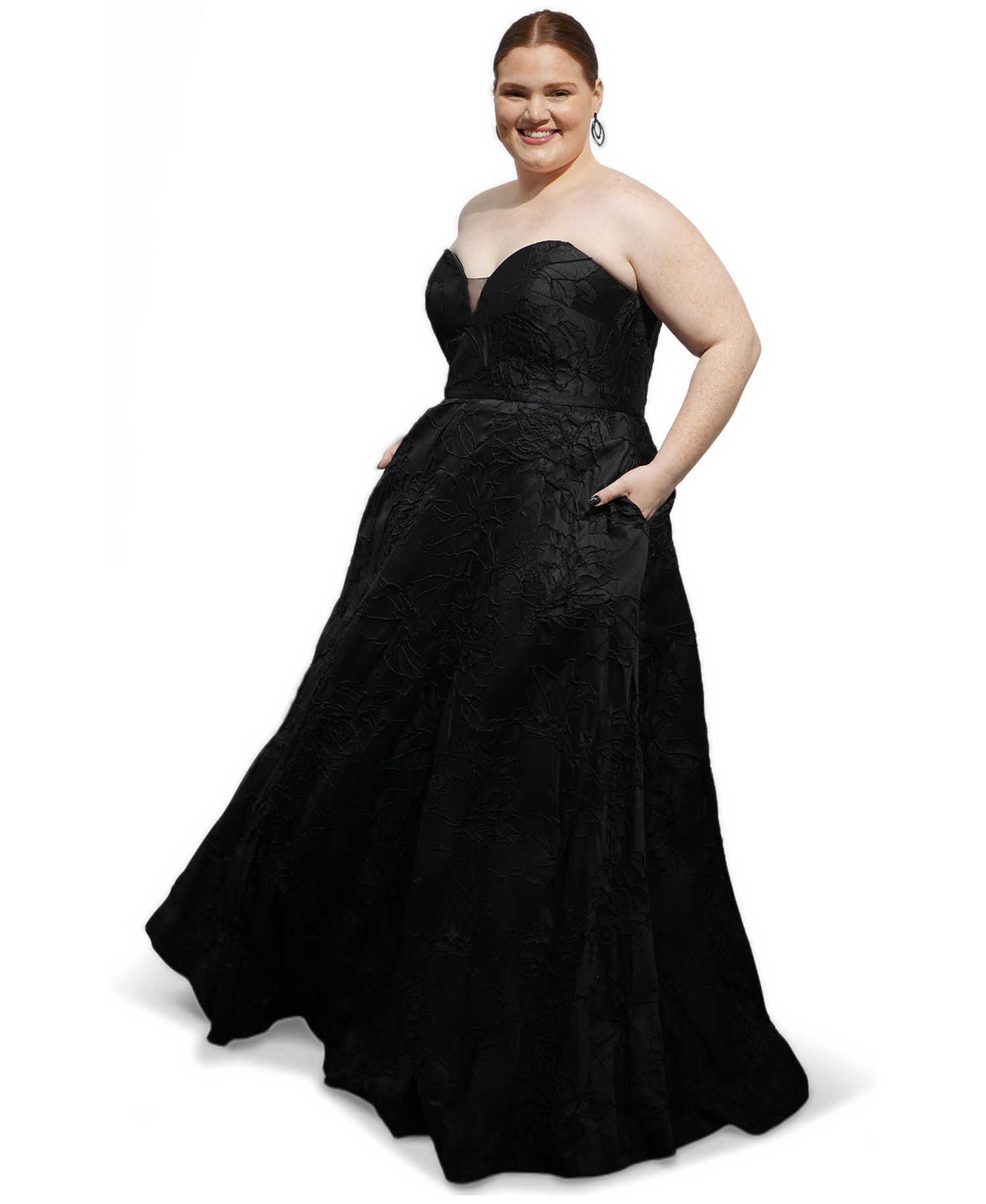 Plus Size Celebrate in Style Strapless Sweetheart Jacquard Formal Dress