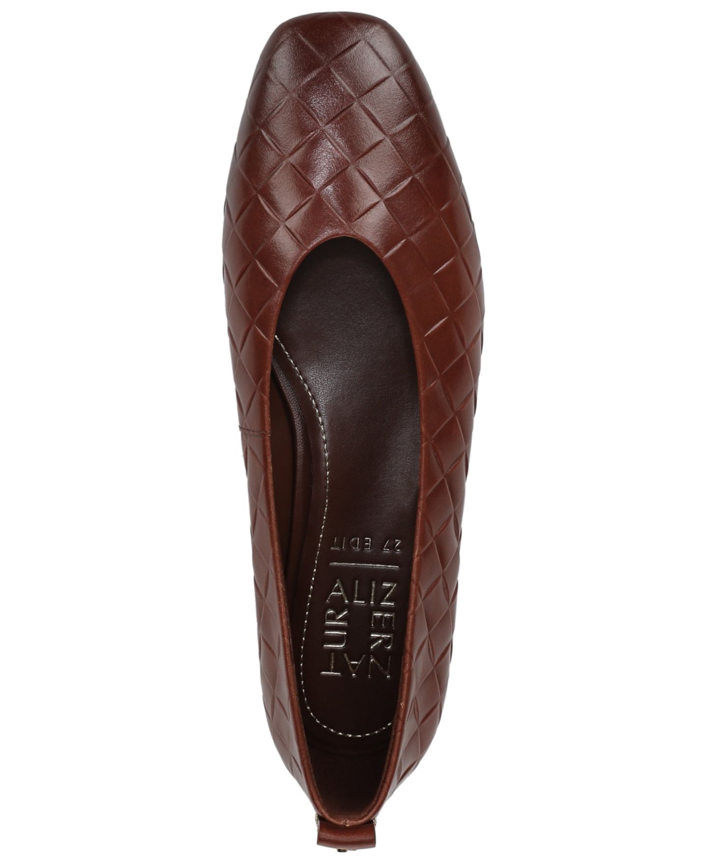 Женские балетки 27 EDIT Naturalizer Carla Square Toe Leather Ballet Flats, цвет: Рыжевато-коричневый кожаный — фото 4