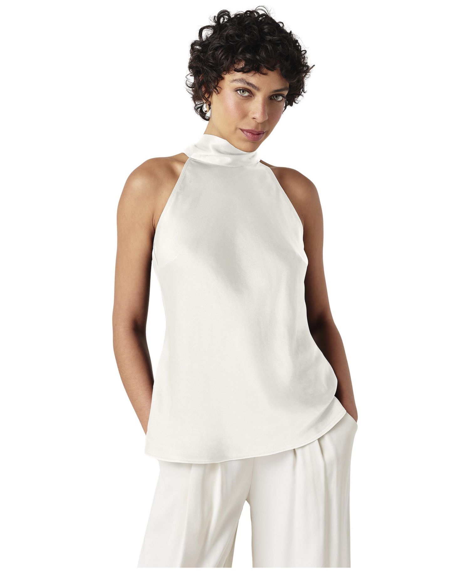 Women's Reese Sleeveless High-Neck Satin Top