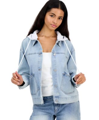 Juniors' Hooded Denim Jacket