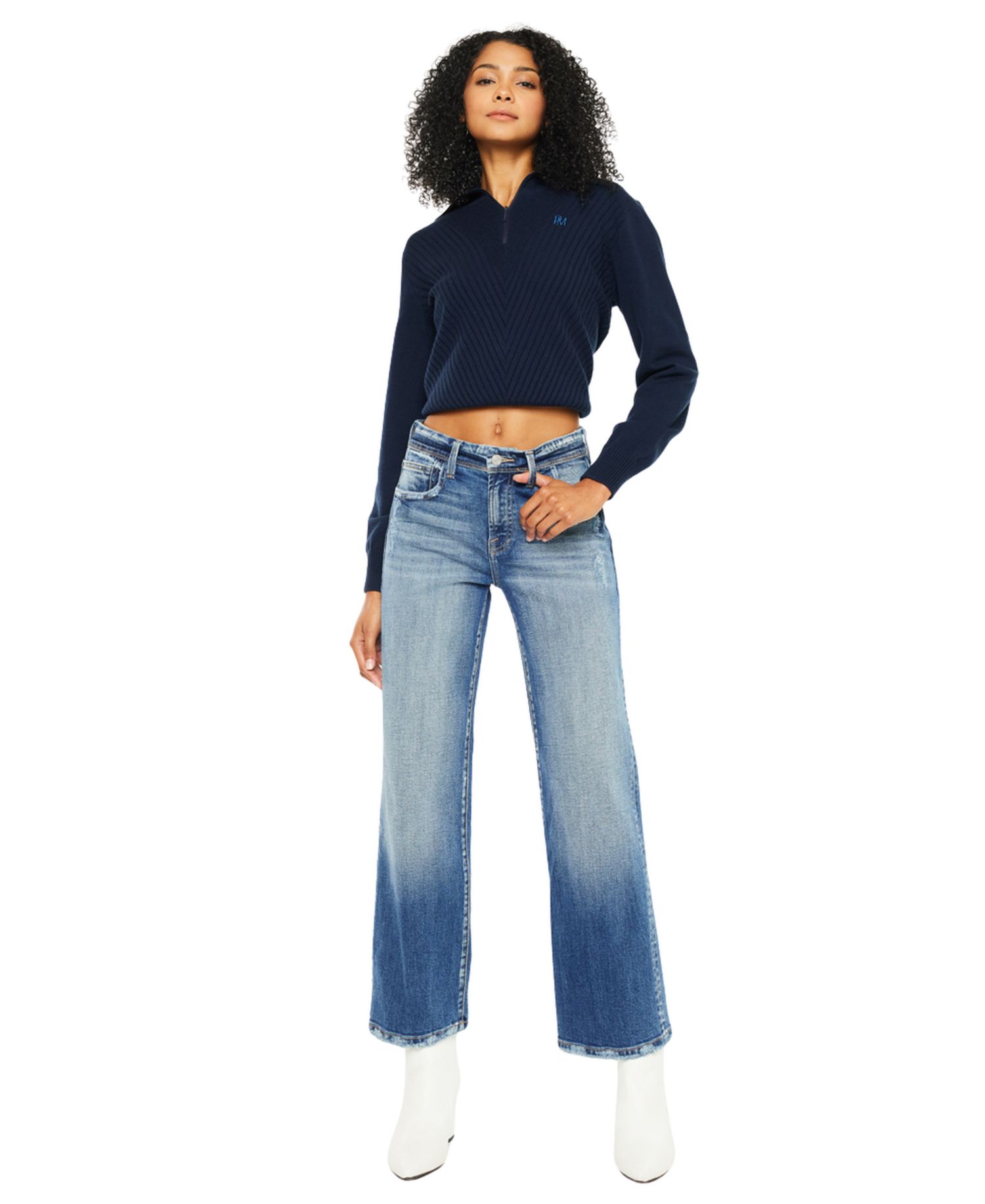 Women's Angela High-Rise Slim Wide-Leg Jeans