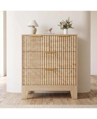 4-Drawer Wave-Textured Dresser, Tall MDF Storage Chest with Ribbed Finish, Narrow Organizer for Bedroom, Closet and Small Spaces