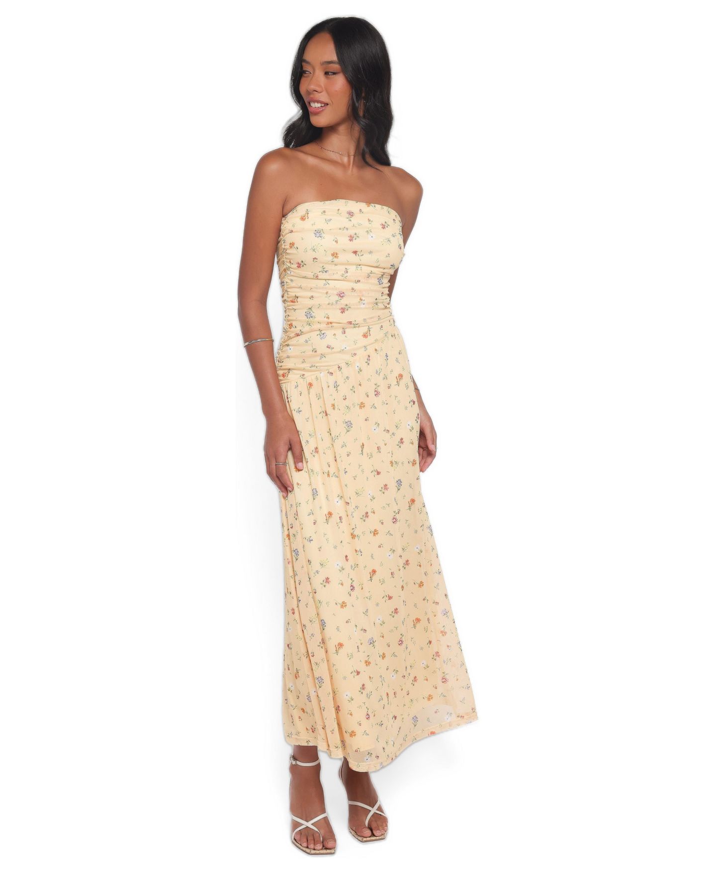 Женское платье Petal and Pup Calypso Strapless Floral-Print Maxi, цвет: Жёлтый — фото 1