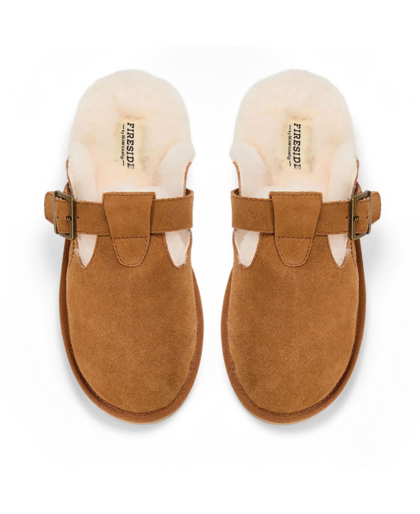 Женские тапочки Dearfoams Maitland Genuine Suede Genuine Shearling Buckle Slippers, цвет: Каштановый — фото 5