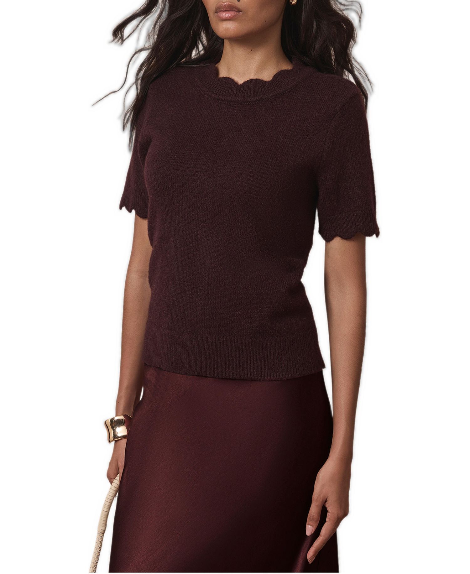 Women's Scallop-Trim Short-Sleeve Knit Top