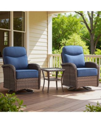 Outdoor Wicker Conversation Set with Fire Pit Table, 6" Olefin Cushions, All Weather Patio Furniture