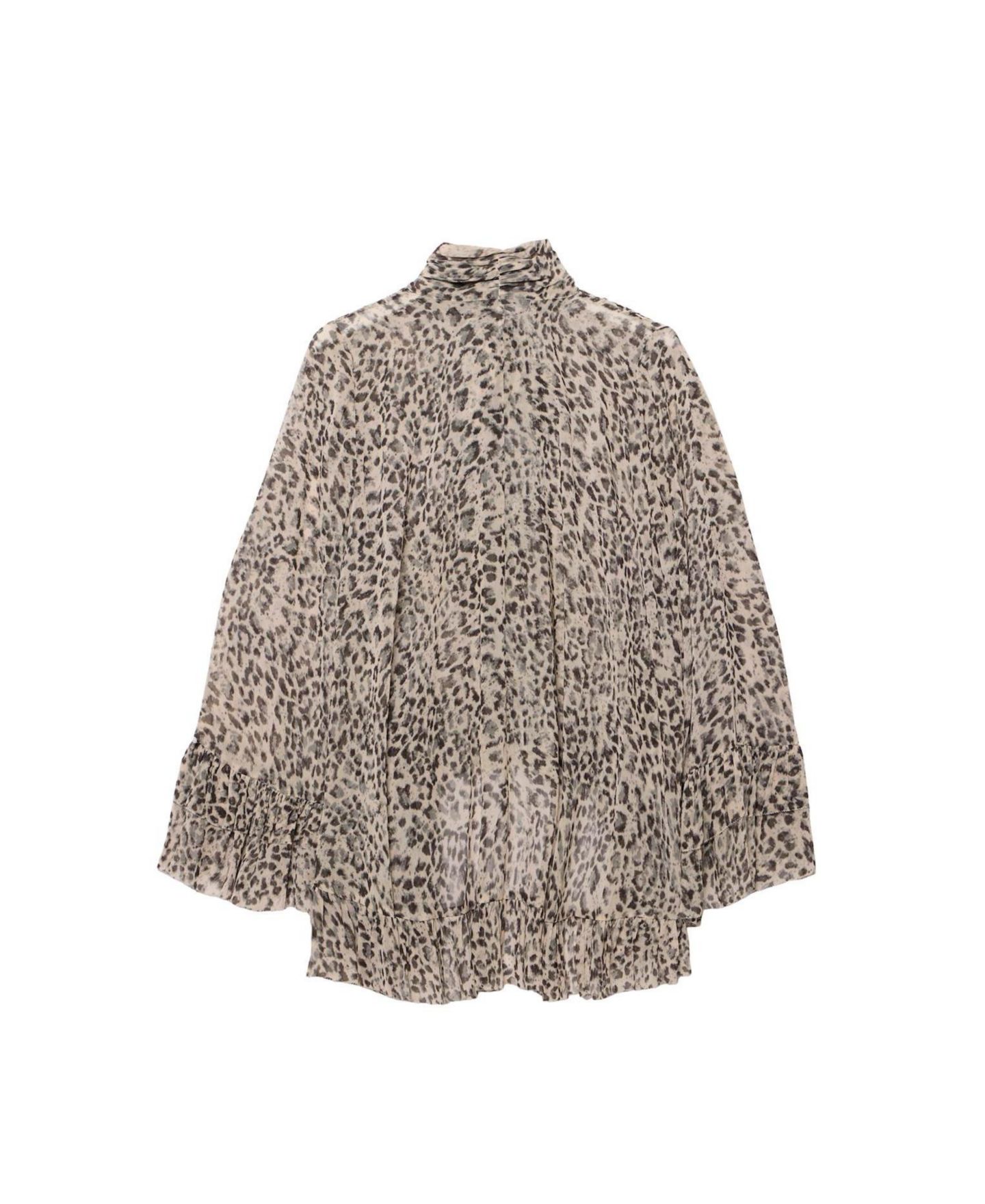 Женская блузка Mint Velvet Leopard-Print Long-Sleeve Tie-Neck, цвет: Верблюжий — фото 5