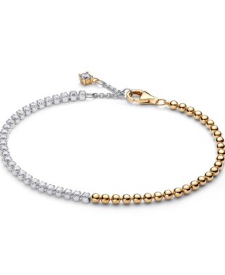 Signature Cubic Zirconia Two-Tone Tennis Bracelet