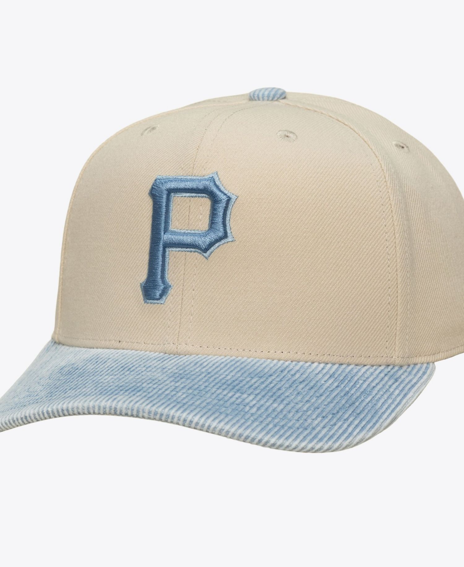 Men's Cream/Light Blue Pittsburgh Pirates Washed Corduroy Pro Crown Snapback Hat
