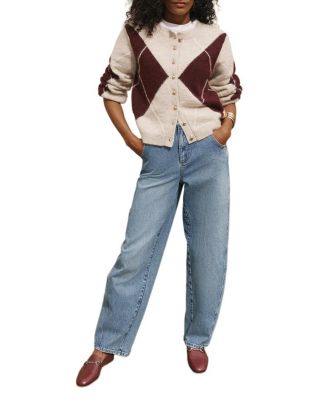 Women's Wool Blend Argyle Cardigan