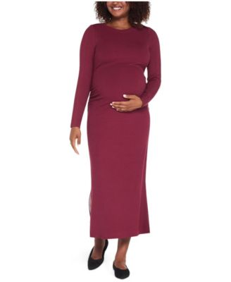 Maternity Maxi Envelope-Neck Side-Slit Dress
