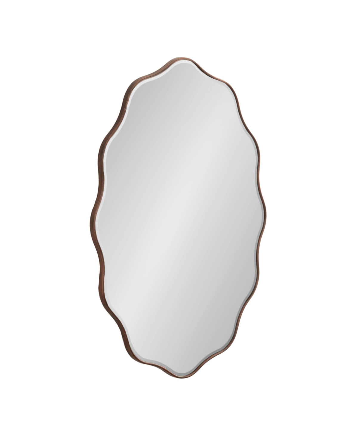 Kate and Laurel Viona Oval Scalloped Mirror Decorative Wavy Bathroom for Over Sink, Unique Rippled Edge, Dorm Room Decor, Easy to Hang