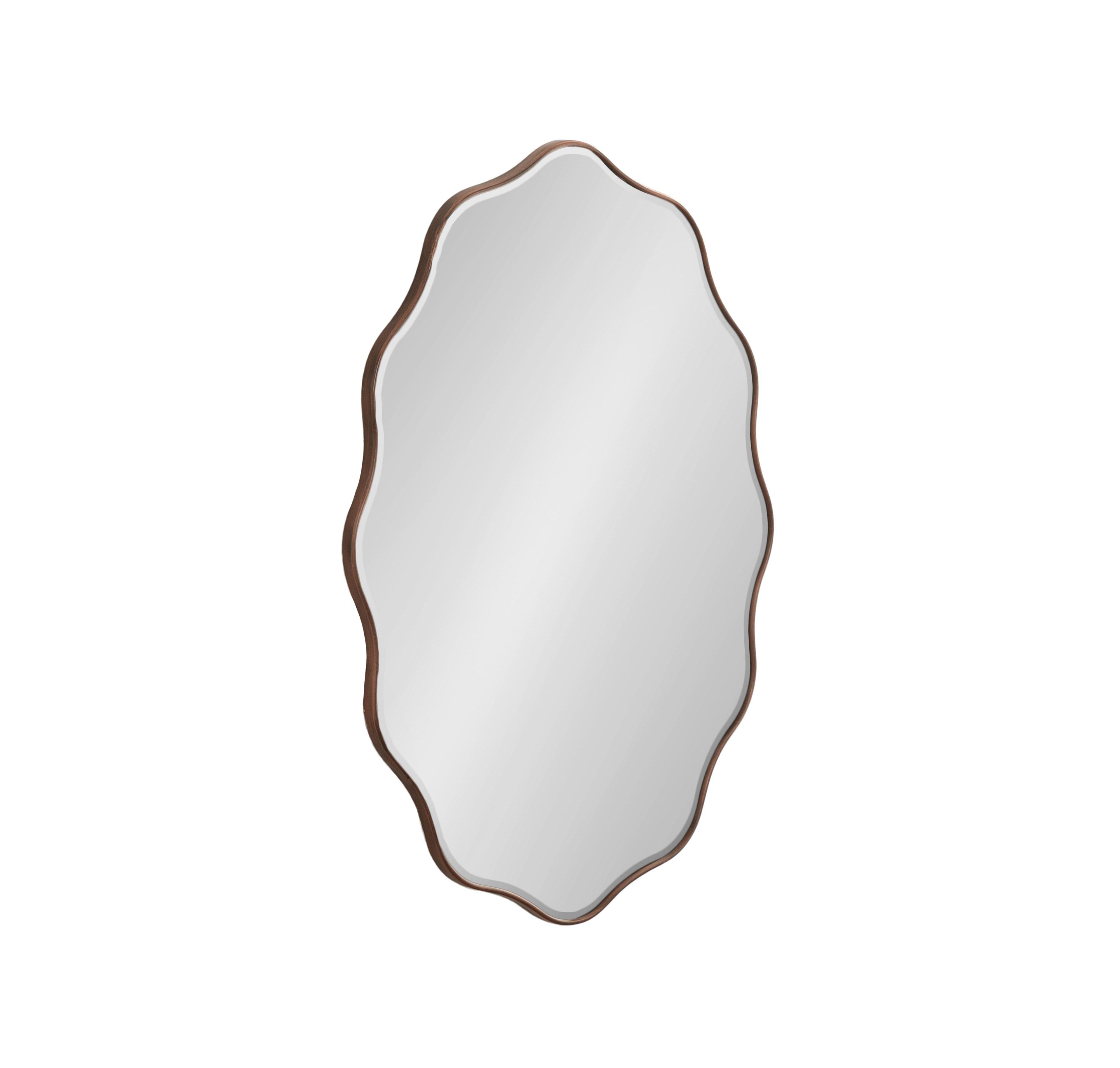 Kate and Laurel Viona Oval Scalloped Mirror Decorative Wavy Bathroom for Over Sink, Unique Rippled Edge, Dorm Room Decor, Easy to Hang