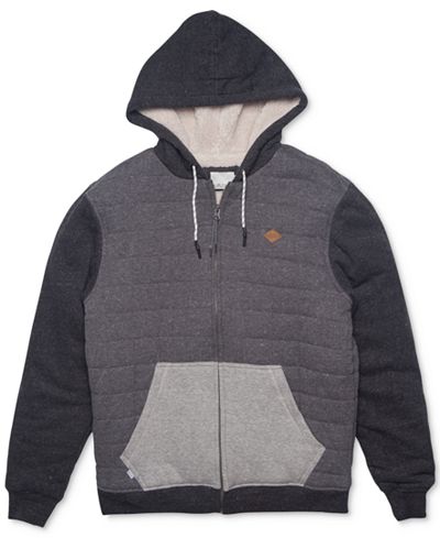 Rip Curl Men's Surf Check Colorblocked Hoodie with Faux-Fur Lining