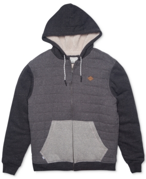 Rip Curl Mens Surf Check Colorblocked Hoodie with Faux-Fur Lining