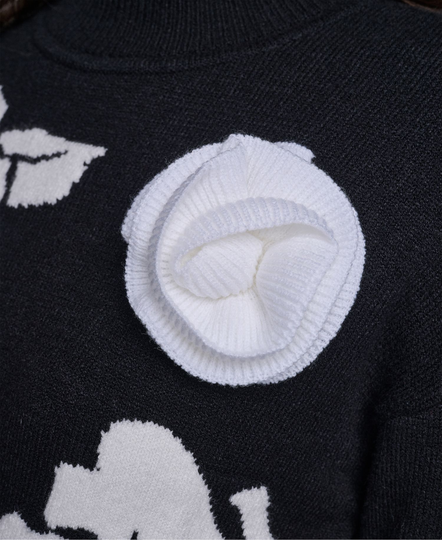 petite Mock-Neck Long-Sleeve Floral Sweater