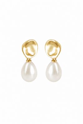 Imitation Pearl Sculptural Bridal Clip-On Drop Earrings