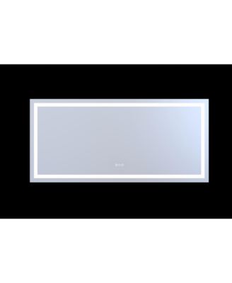 60 x 28 Inch LED Bathroom Mirror Corrosion Resistant 3 Color Dimmable Backlit with One Touch Demist Function