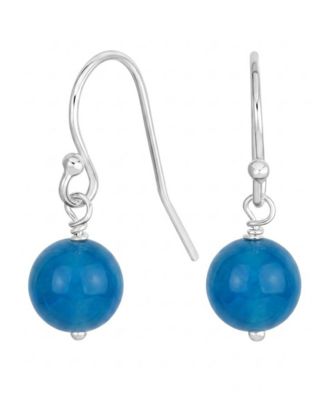 .925 Sterling Silver Dyed Green Malachite 8MM Ball Drop Earrings Fish Hook