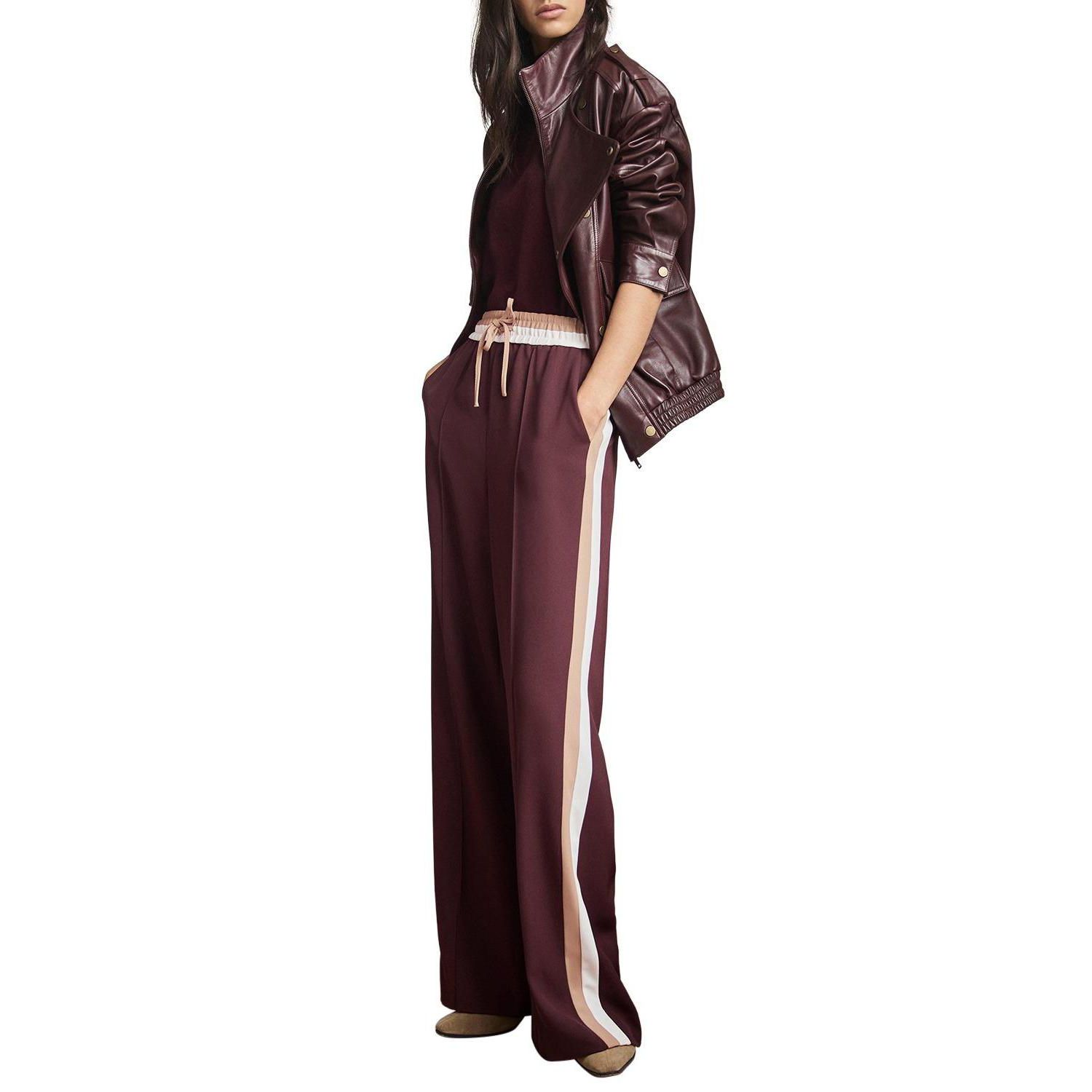 Women's Side Stripe Tie Waist Wide Leg Trousers