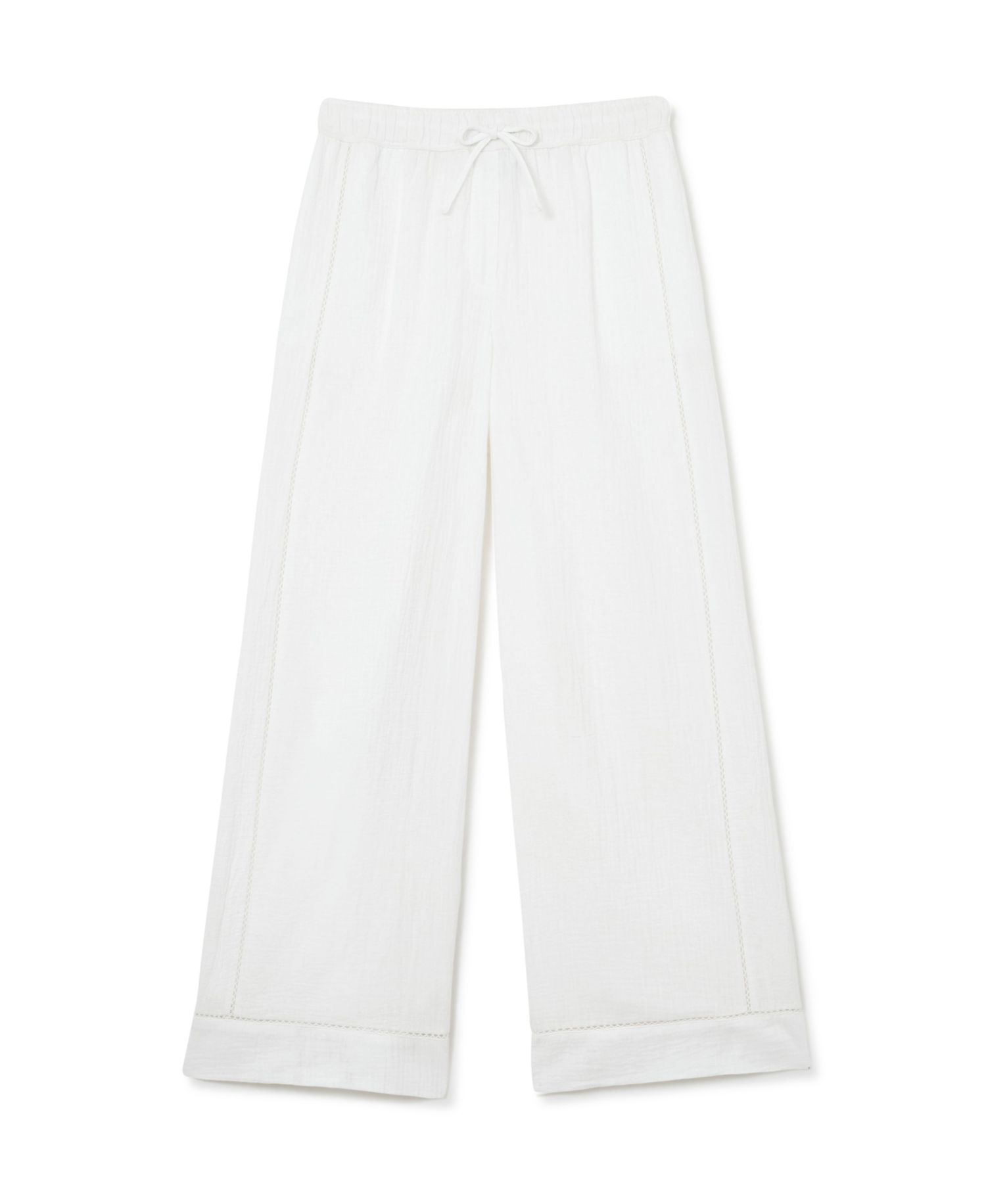 Women's Rue Cotton Cheesecloth Wide-Leg Drawstring Ladder-Stitch Pants