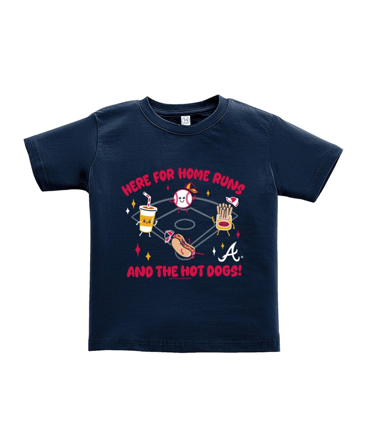 Soft As A Grape Boys' and Girls' 2T-5T Snack Atlanta Braves T-Shirt - Navy