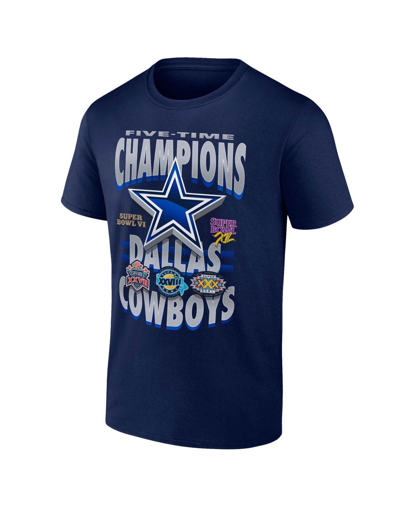 Мужская футболка Dallas Cowboys Merchandise Navy Dallas Cowboys Five-Time Super Bowl Champions — фото 2