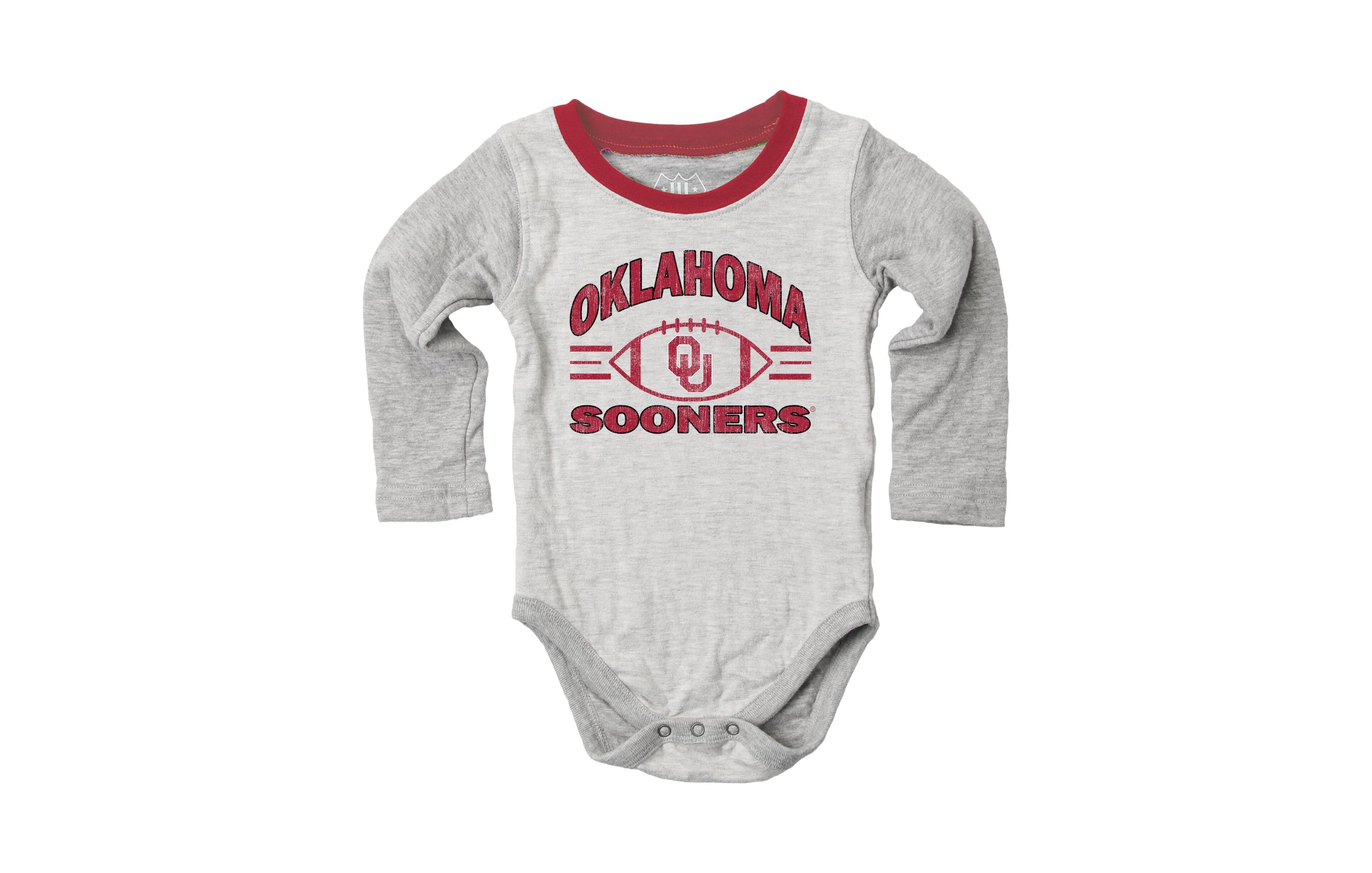 Wes & Willy Baby Boys' and Girls' Oklahoma Sooners Jie Hopper Long-Sleeve Distressed Graphics Bodysuit Sweatpants, 2-Piece Set
