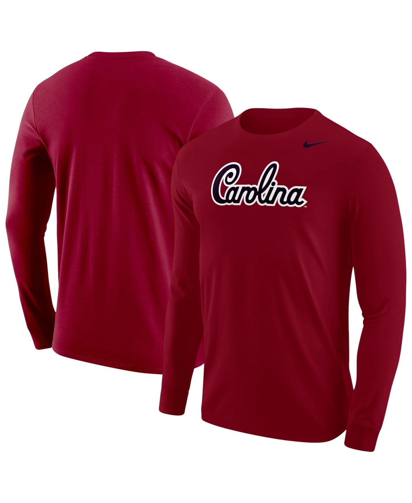 Мужская футболка Nike Garnet South Carolina Gamecocks Script Long Sleeve — фото 1