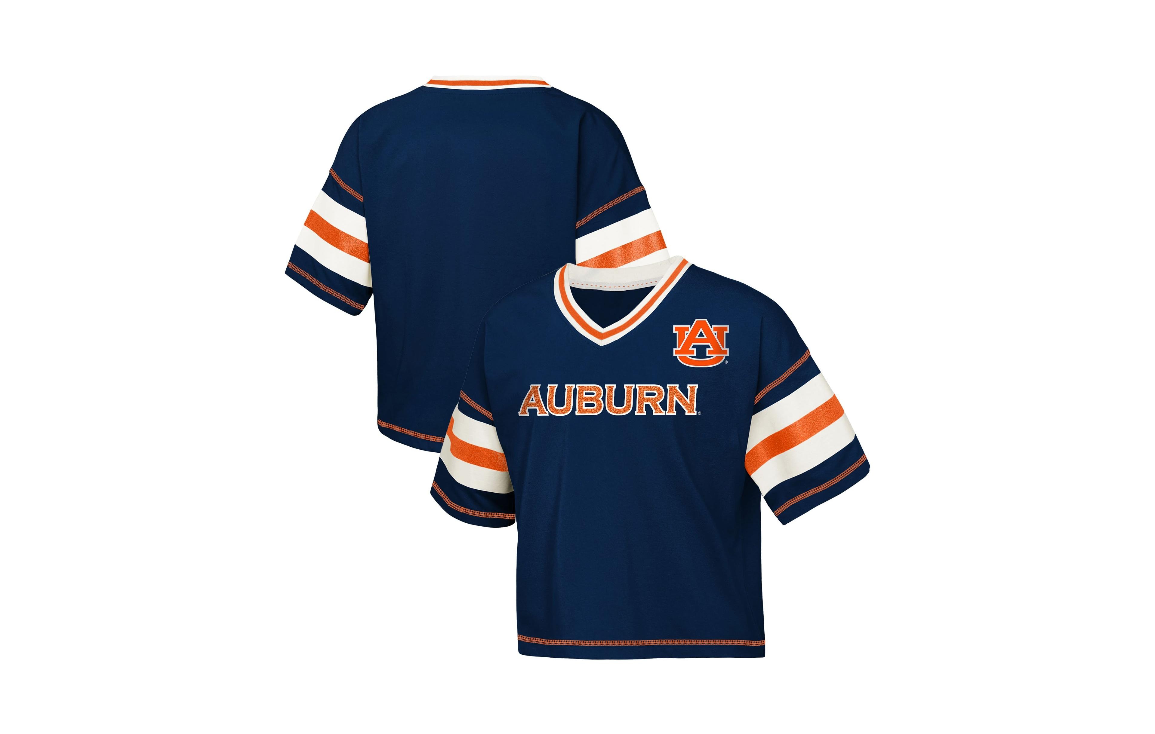 Outerstuff Girls' 4-16 Auburn Tigers Grid Iron V-Neck Cotton-Blend T-Shirt