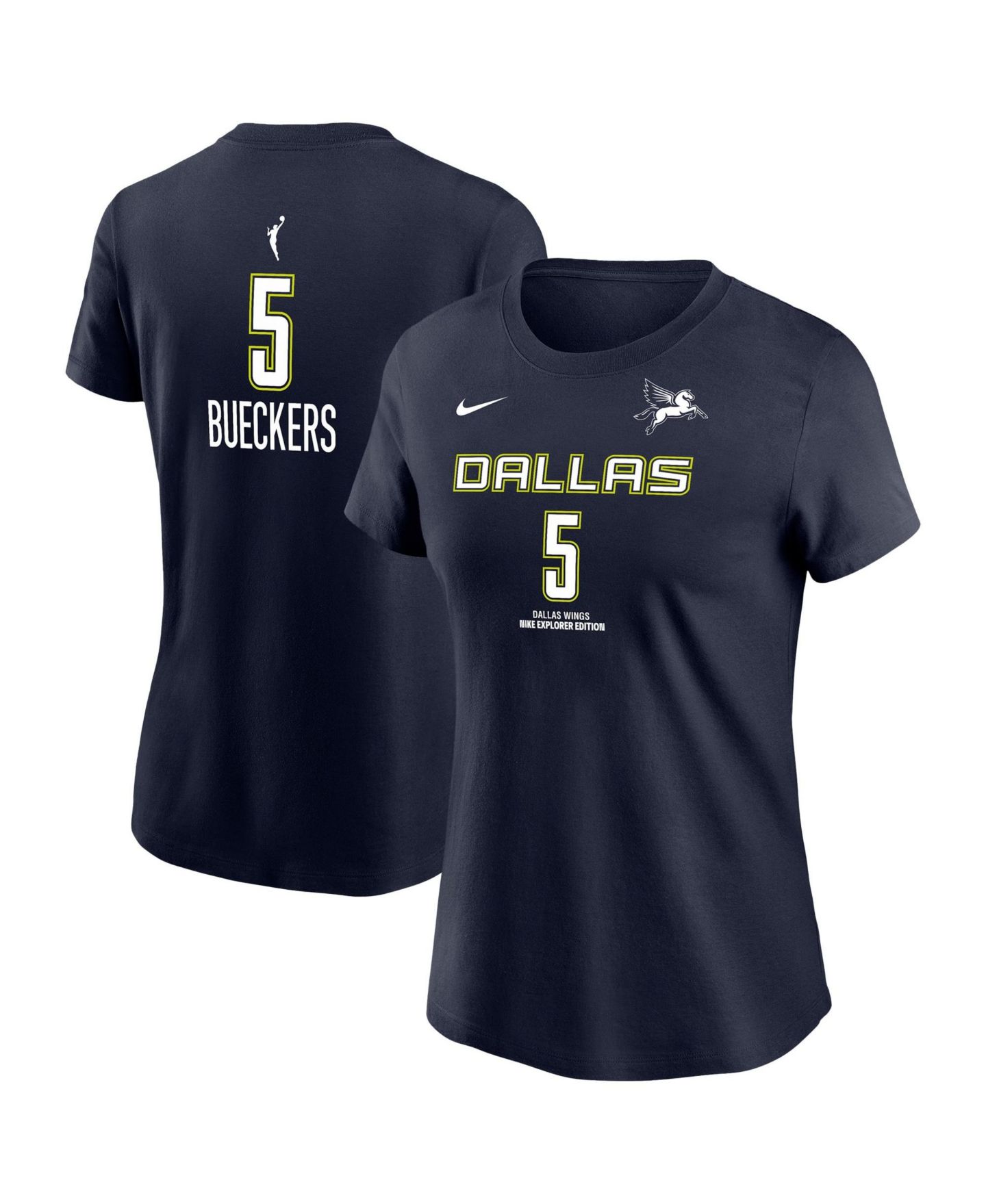 Женская футболка Nike Paige Bueckers Navy Dallas Wings Explorer Name & Number, цвет: Тёмно-синий — фото 1