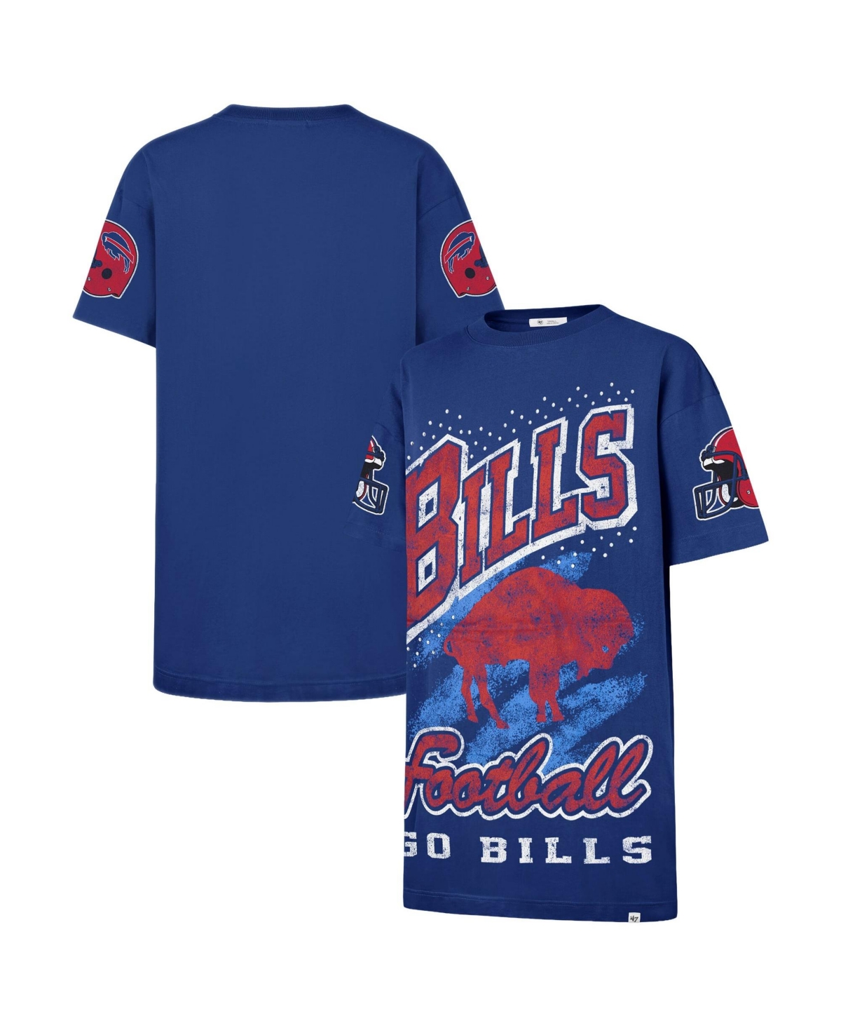 '47 Brand Women's Buffalo Bills Gemstone Swash Oversized Distressed Graphics T-Shirt Dress - Royal