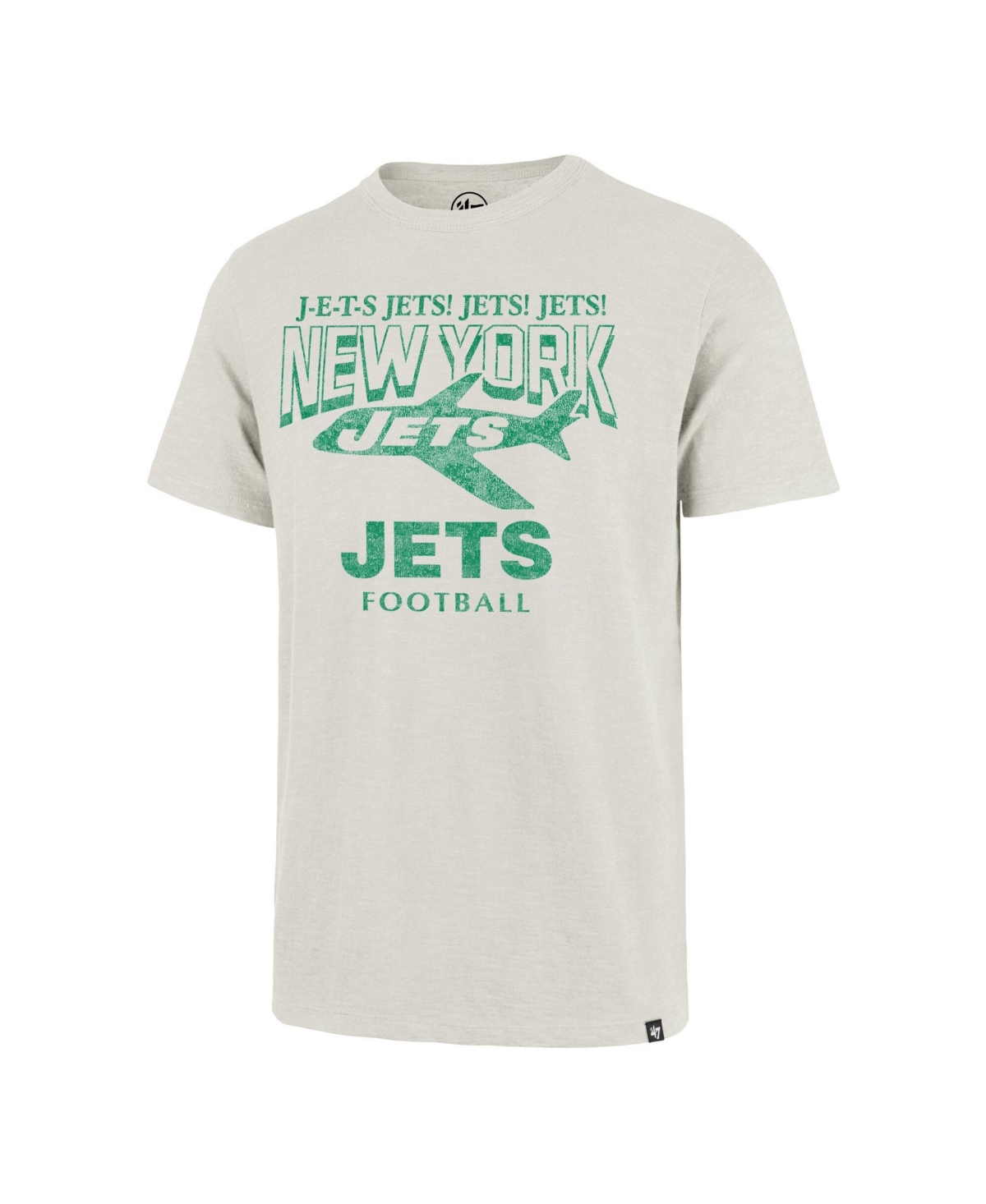 '47 Brand Men's New York Jets Distressed Head On Scrum Slob T-Shirt - Natural
