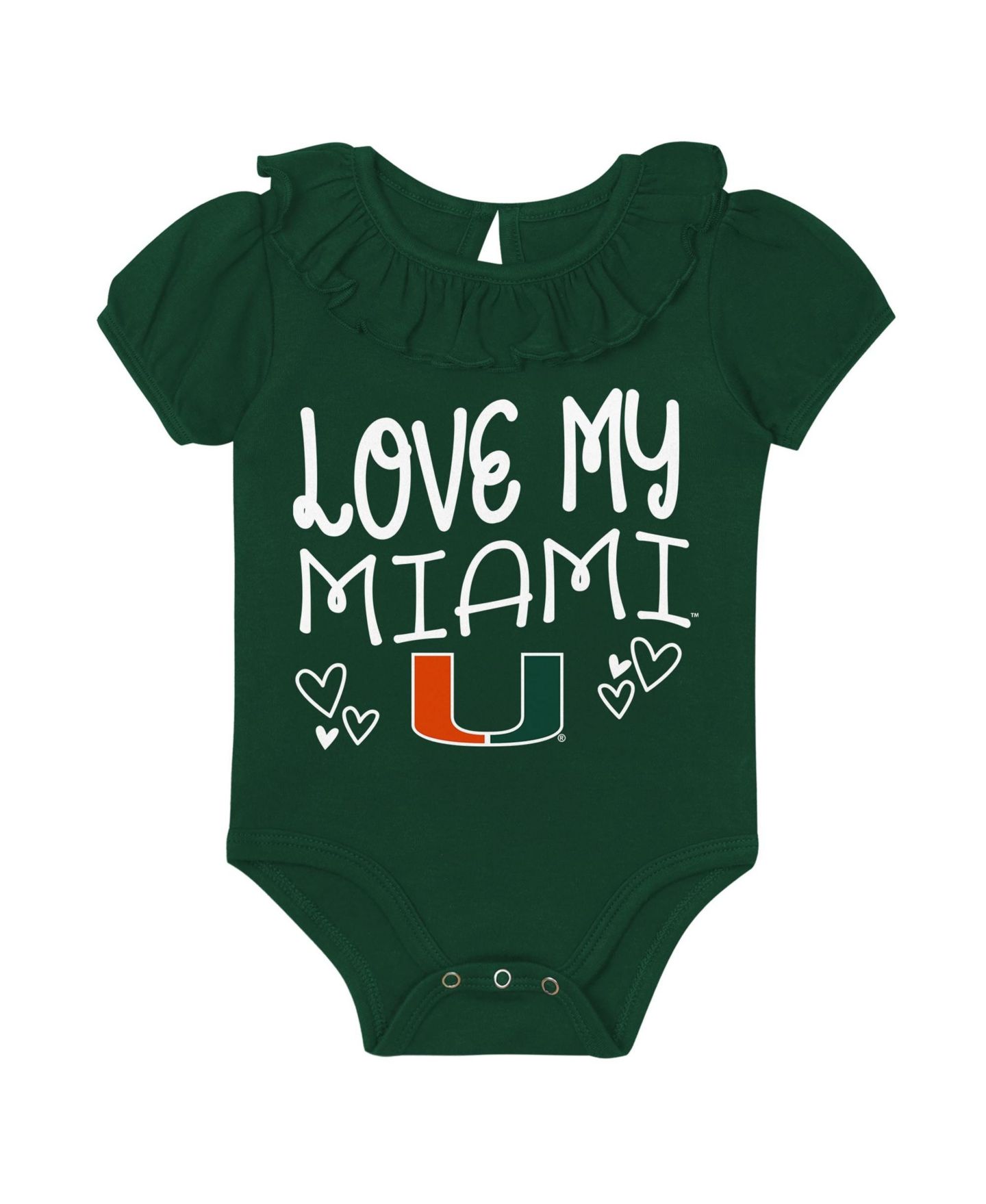 Outerstuff Baby Boys and Girls Green/Gray Miami Hurricanes Two-Pack Playtime Ruffle Bodysuit Set — фото 4